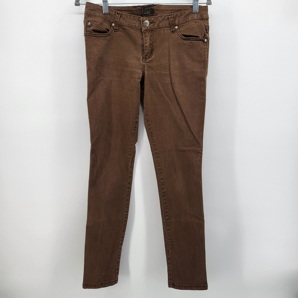 TRIPP NYC Jeans Skinny Brown Women's Skull Studs Low Rise Size 9 Punk Rock 30x30
